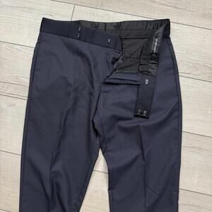 Emporio Armani Dress Pants Navy Textured Slim Fit  Italy Made Size 50 Wool Blend